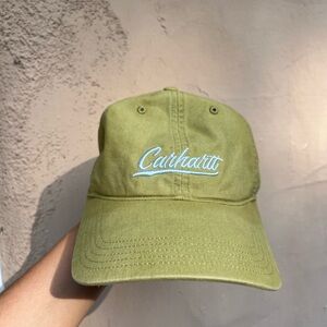 Lovely Lime Green Carhartt Cap with Blue Text - Minor Wear